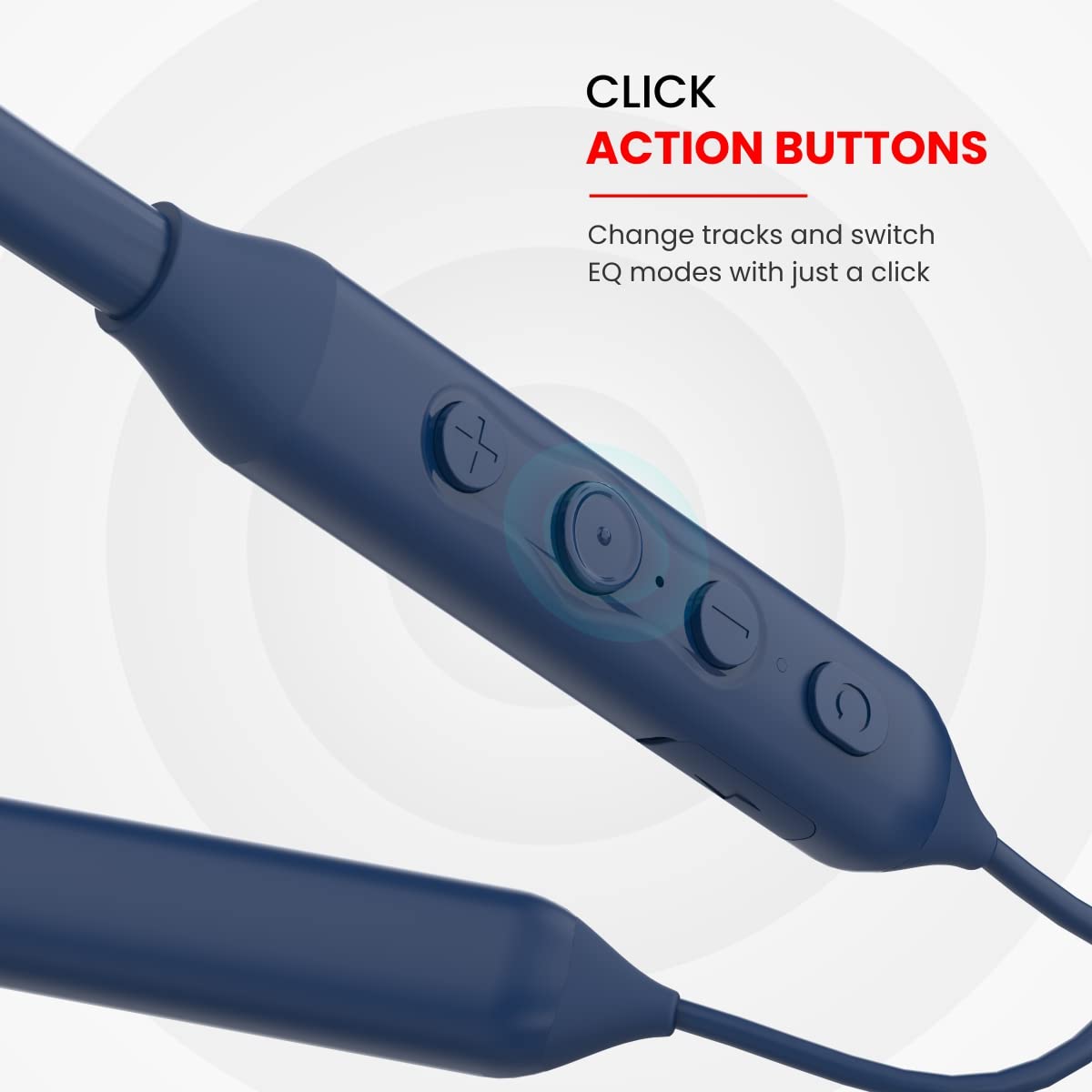 Harmonics Z5 Wireless Bluetooth Stereo Headset with 33Hrs Playtime, Double EQ Mode, 14.2 mm Dynamic Drivers, Click Action Buttons(Blue)