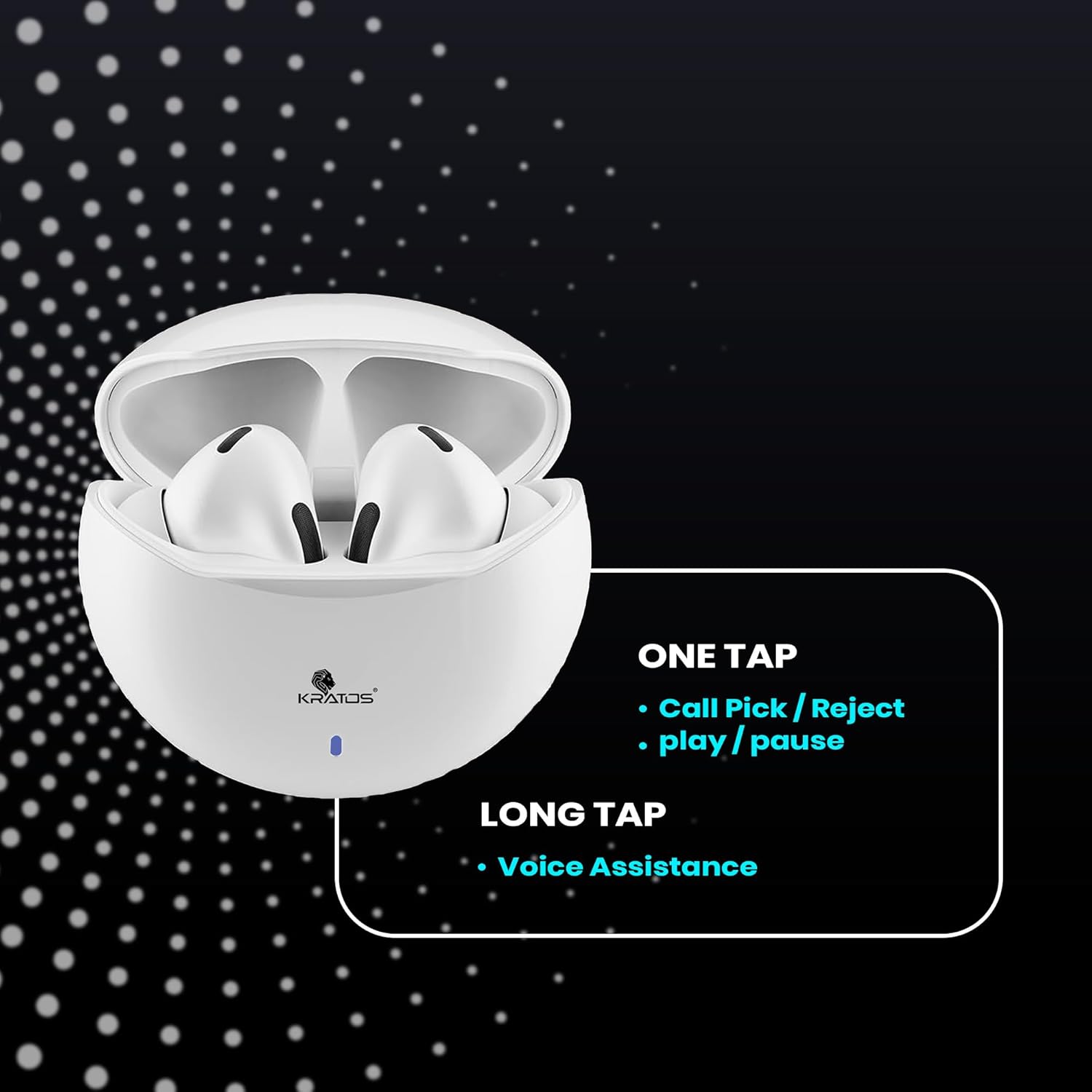Kratos TW02 Ear Buds Wireless with 60H Playtime, Noise Isolation & Clear Calls, Bluetooth Earbuds with Voice Assistant, Ear Buds with Bluetooth V 5.3 & with Type C Fast Charging, IPX5 TWS Earphones