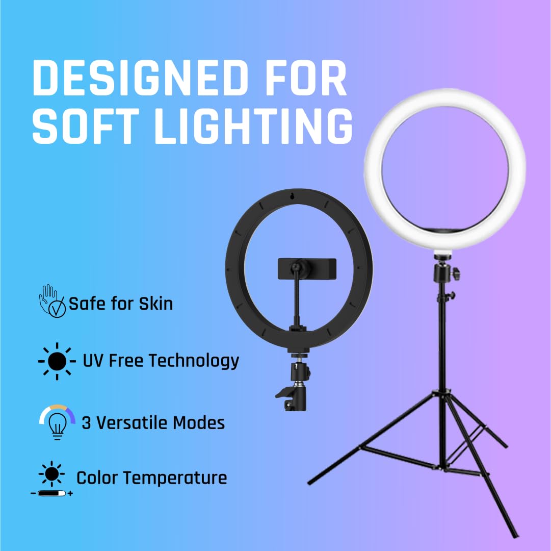 Tygot 10 Inches Big LED Ring Light for Camera, Phone, tiktok, YouTube, Video Shooting and Makeup, 10" inch Ring Light with 7 Feet Long Foldable and Lightweight Tripod Stand