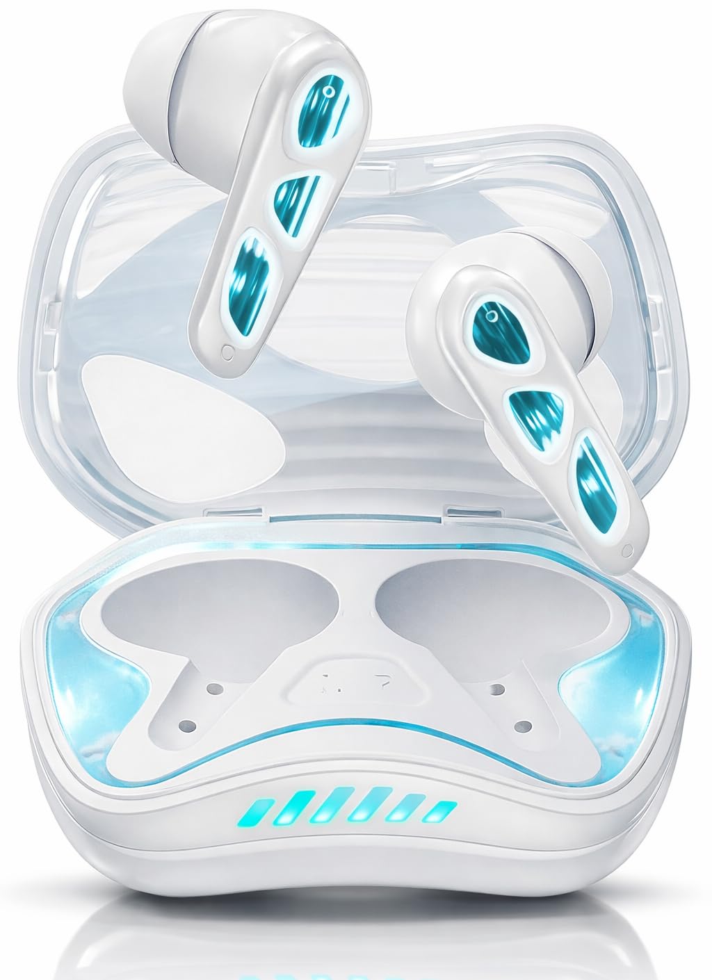 Alien Truly Wireless Earbuds TWS | 40ms Low Latency Gaming | Upto 50Hrs Playtime | Bluetooth V5.4 | Quad Mics with AI-ENC Calling | Breathing LED Lights. (White)