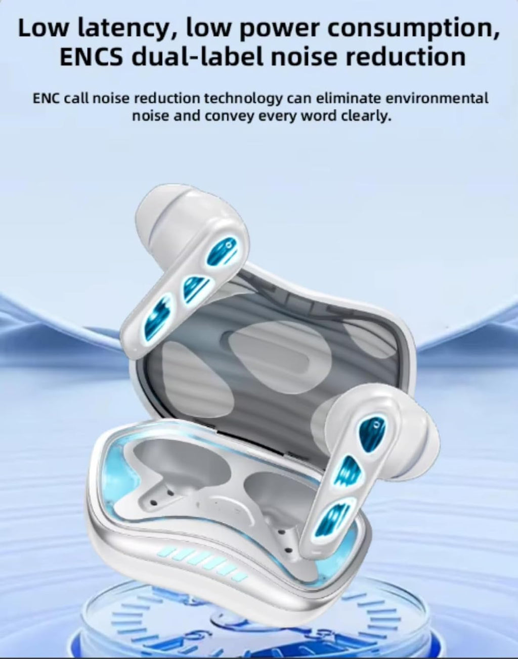 Alien Truly Wireless Earbuds TWS | 40ms Low Latency Gaming | Upto 50Hrs Playtime | Bluetooth V5.4 | Quad Mics with AI-ENC Calling | Breathing LED Lights. (White)