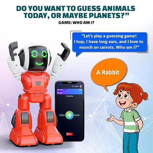 Zavli Moonwalker Smart AI Robot with ChatGPT & AR Games | App & Remote Controlled Interactive Buddy (Red)