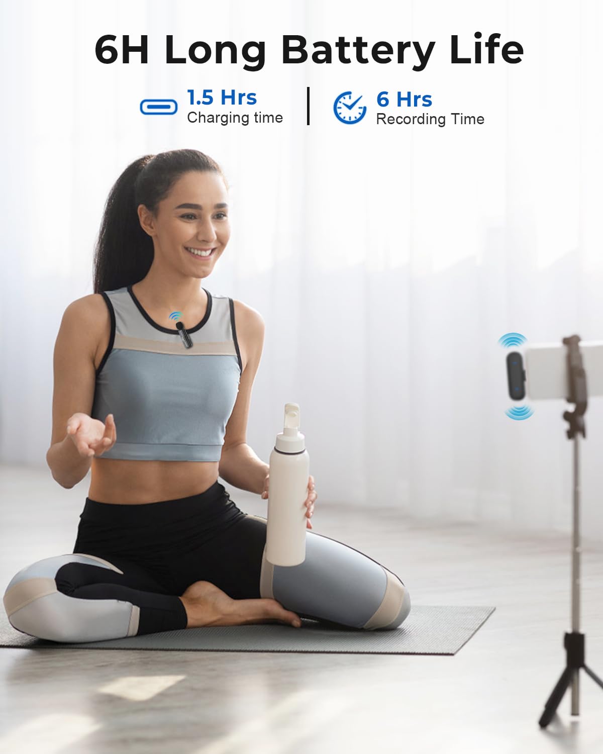 GRENARO Mic for YouTube Wireless, 3-Level Adjustable Noise Reduction Mic Wireless,S12 Wireless Microphone for Youtubers with LED Indicator Light (Single Channel Type-C Port Version)