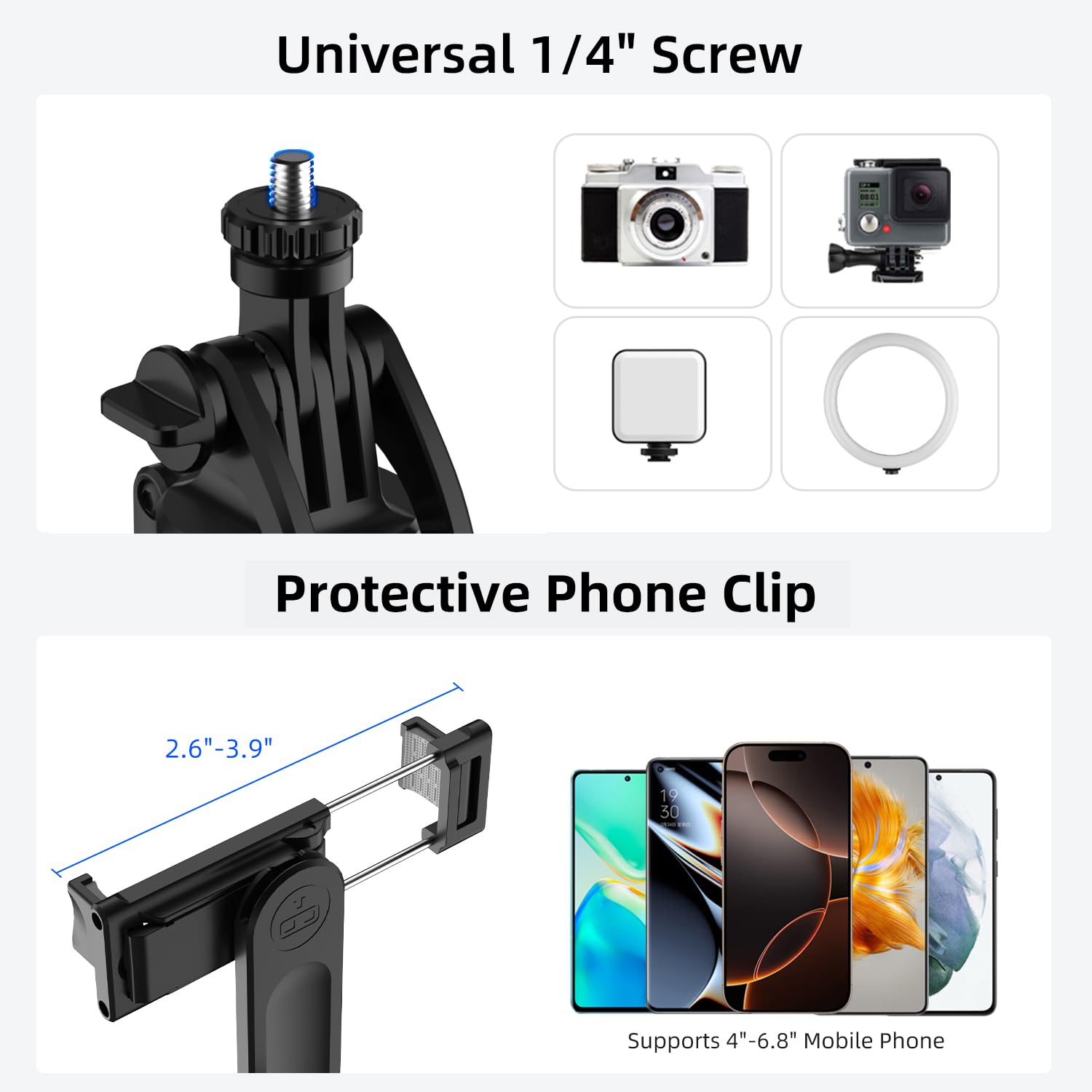 Mobilife Long Selfie Stick Tripod 360° Rotation Balance Handle 62" Extended Mobile Tripod Aluminum Bluetooth Remote 3 in 1 Selfie Tripod for Vlog Travel Smartphone Mirrorless Camera GoPro