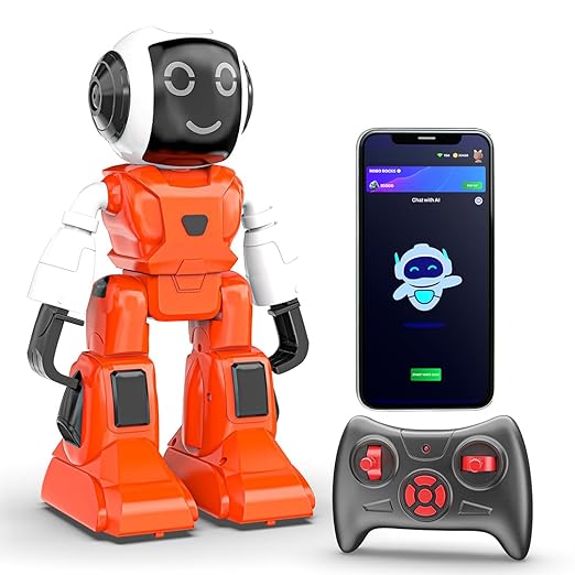 Zavli Moonwalker Smart AI Robot with ChatGPT & AR Games | App & Remote Controlled Interactive Buddy (Red)