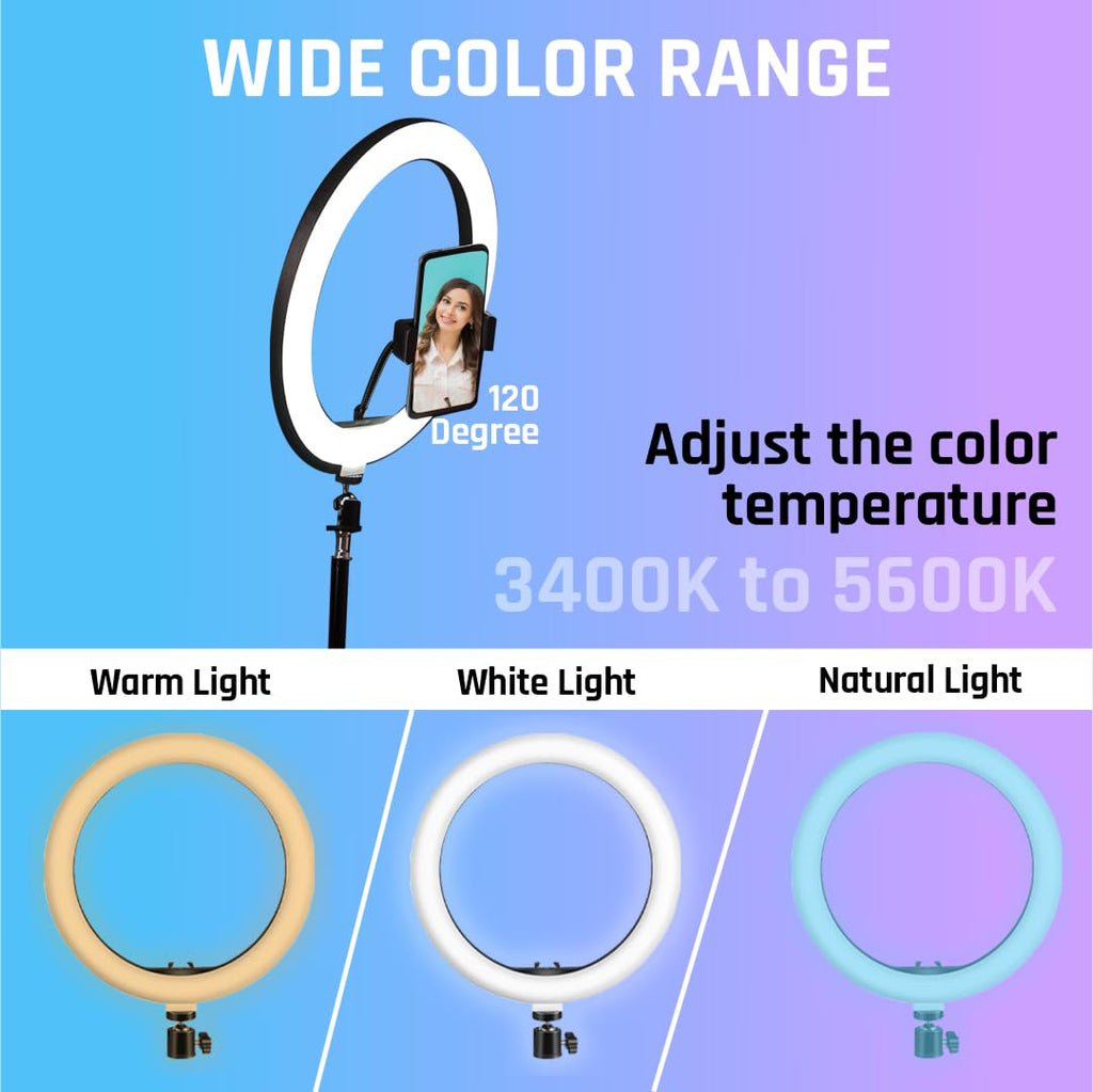 Tygot 10 Inches Big LED Ring Light for Camera, Phone, tiktok, YouTube, Video Shooting and Makeup, 10" inch Ring Light with 7 Feet Long Foldable and Lightweight Tripod Stand