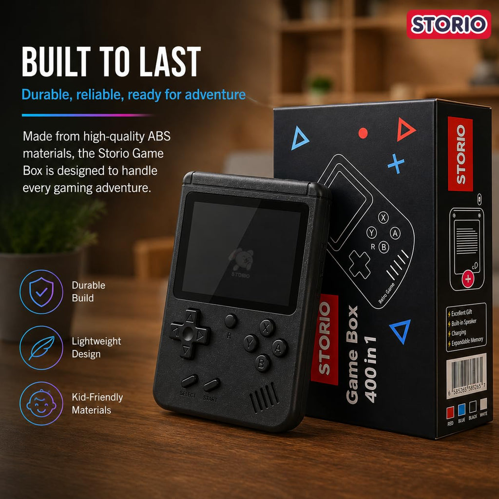 Storio Rechargeable Pocket Video Game for Kids 400 in 1 Retro Game Box Console Handheld Game Box with TV Output - Multicolor | 400 in 1 Retro Game Box Console, Handheld Game Box, TV Output