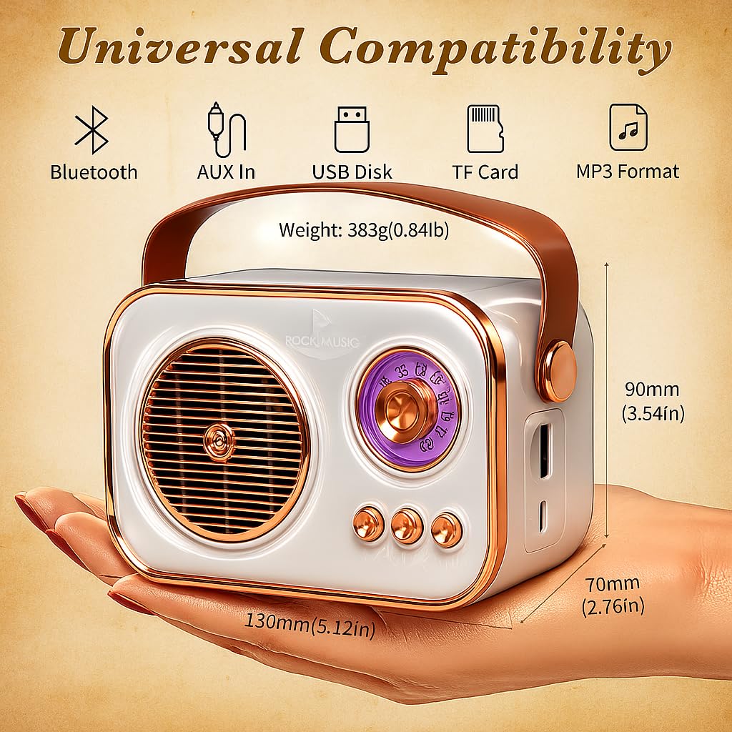 Zavli Fire Turtle Vintage Bluetooth Speaker | Retro Classic Style with FM Radio, USB/AUX & 10W Powerful Sound