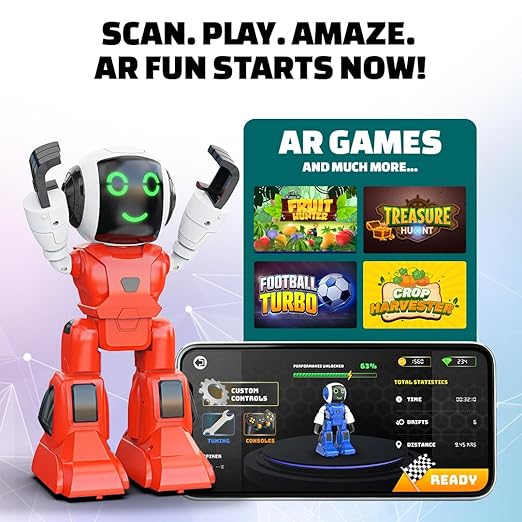 Zavli Moonwalker Smart AI Robot with ChatGPT & AR Games | App & Remote Controlled Interactive Buddy (Red)