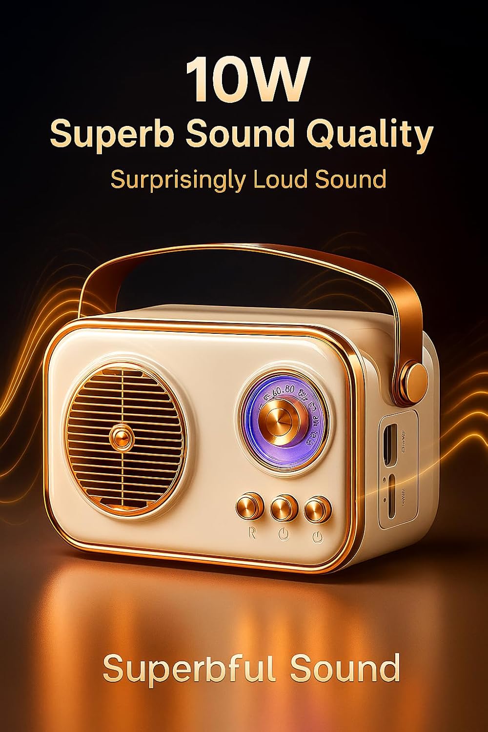 Zavli Fire Turtle Vintage Bluetooth Speaker | Retro Classic Style with FM Radio, USB/AUX & 10W Powerful Sound