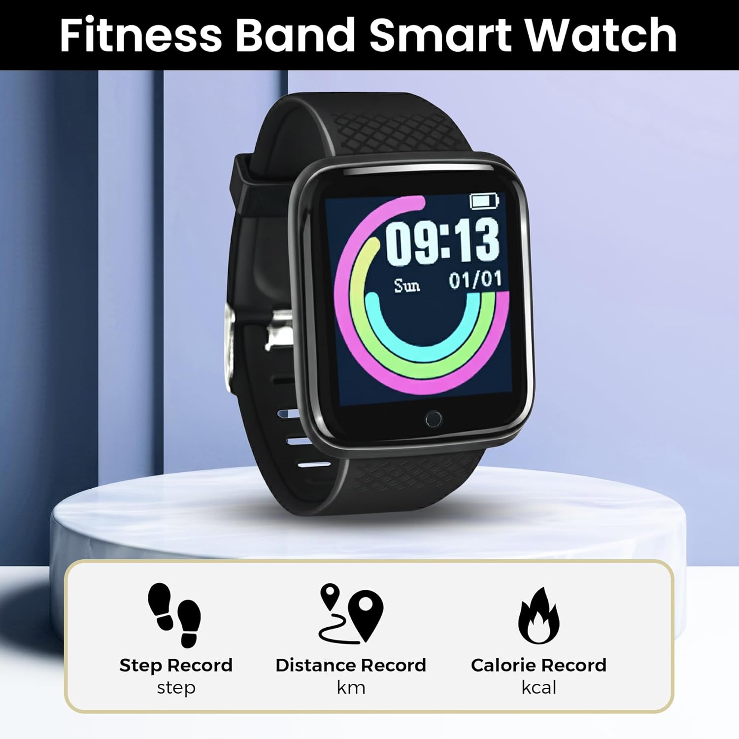 M I D116 Fitness Band Smart Watch for Men, Women, Boys, Girls, Single Touch Interface, Water Resistant, Workout Modes, Quick Charge Sports.