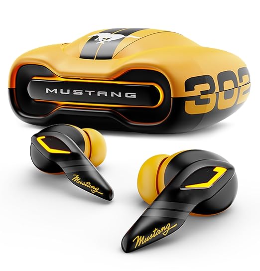 Mustang Torq Wireless Gaming Earbuds | 60H Playtime, 45ms Low Latency & Quad Mic ENC | Breathing LED TWS (Yellow)