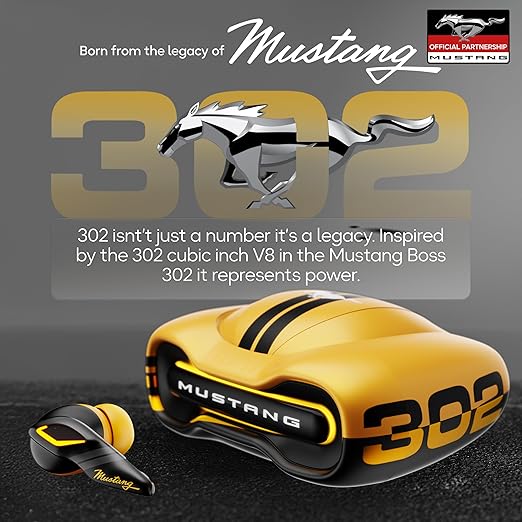 Mustang Torq Wireless Gaming Earbuds | 60H Playtime, 45ms Low Latency & Quad Mic ENC | Breathing LED TWS (Yellow)