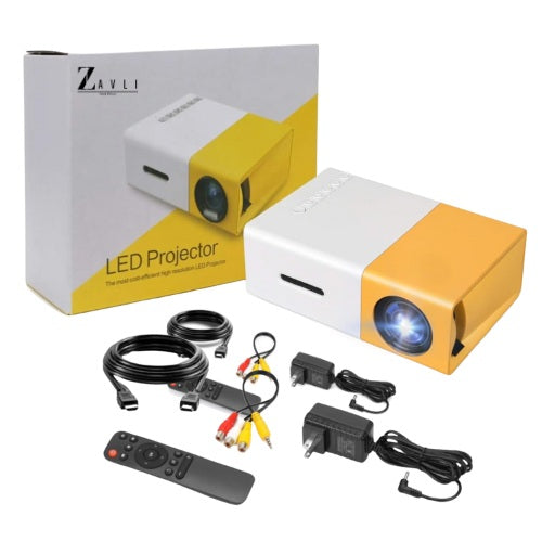 ZAVLI Pro Mini Portable LED Projector – AV, HDMI, USB, Micro SD, Audio Support | Home Cinema & Kids Film Projector | Compatible with Smartphone, Laptop, PS4